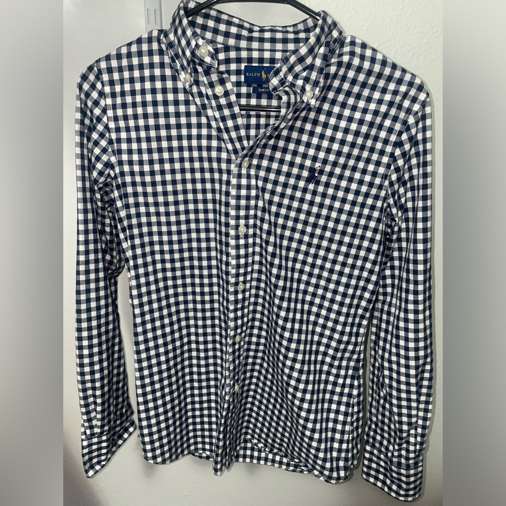 Ralph Lauren Mens Slim Fit Plaid Button Up